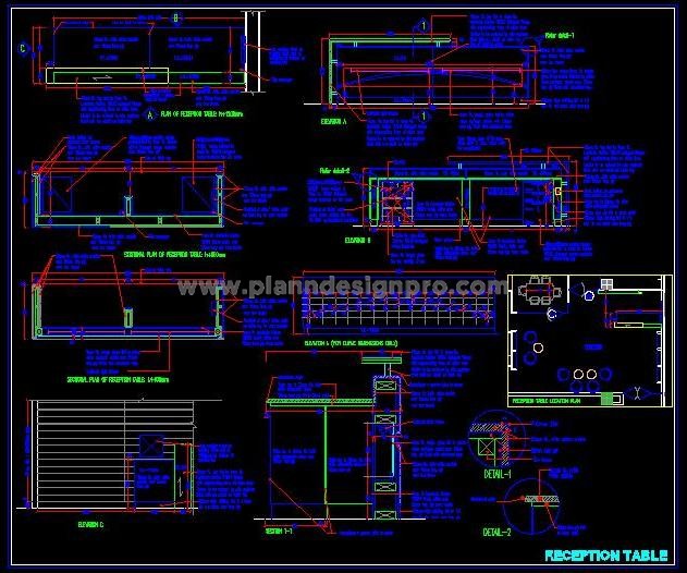 Modern Reception Desk DWG Design with Backlit Glass Detail